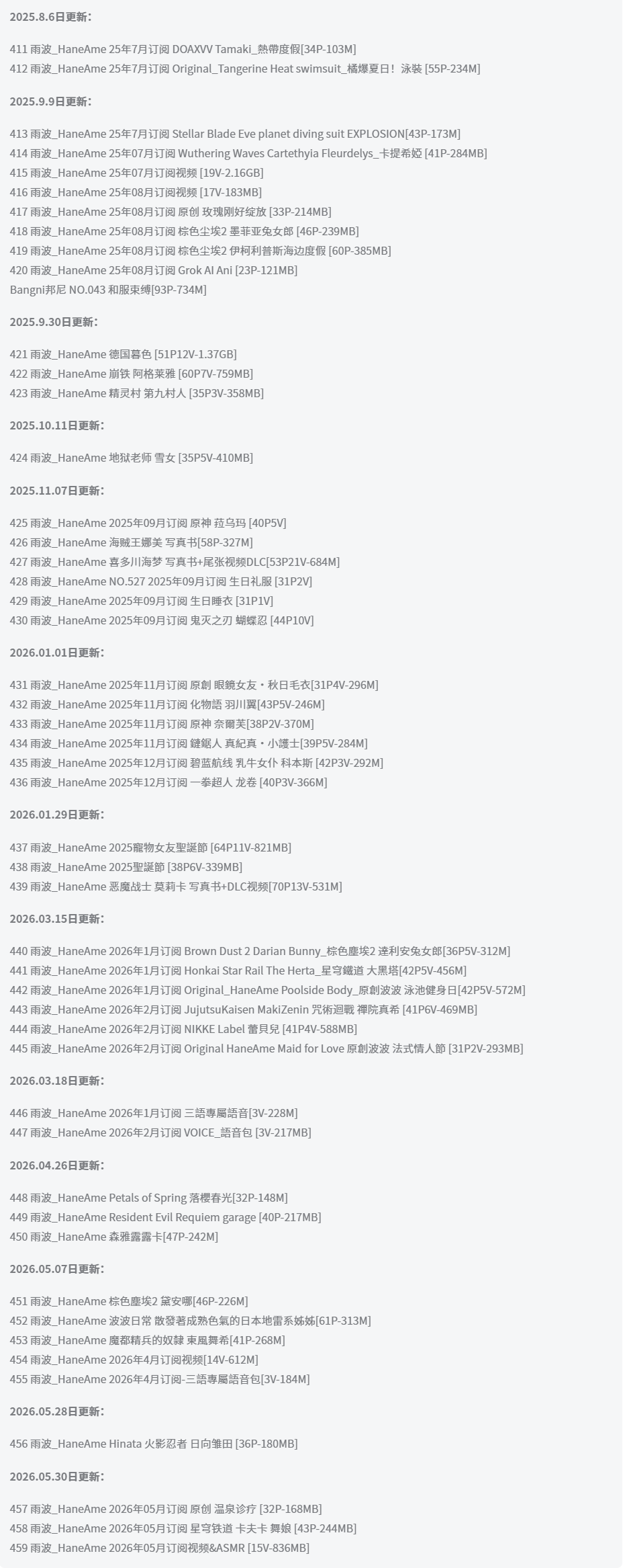雨波_HaneAme全套作品图合集 百变女神身材惊艳粉丝狂欢不停