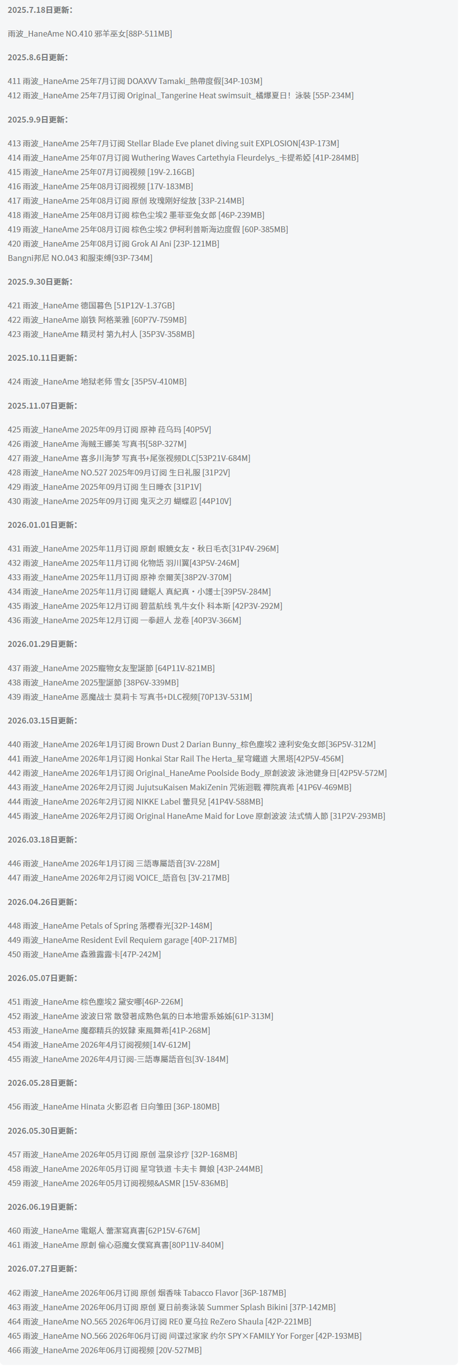 雨波_HaneAme全套作品图合集 百变女神身材惊艳粉丝狂欢不停